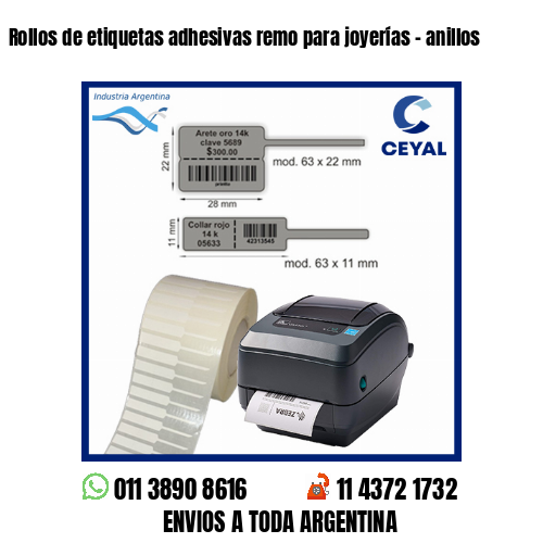 Rollos de etiquetas adhesivas remo para joyerías – anillos