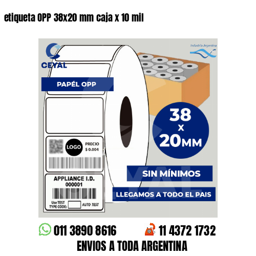 etiqueta OPP 38×20 mm caja x 10 mil