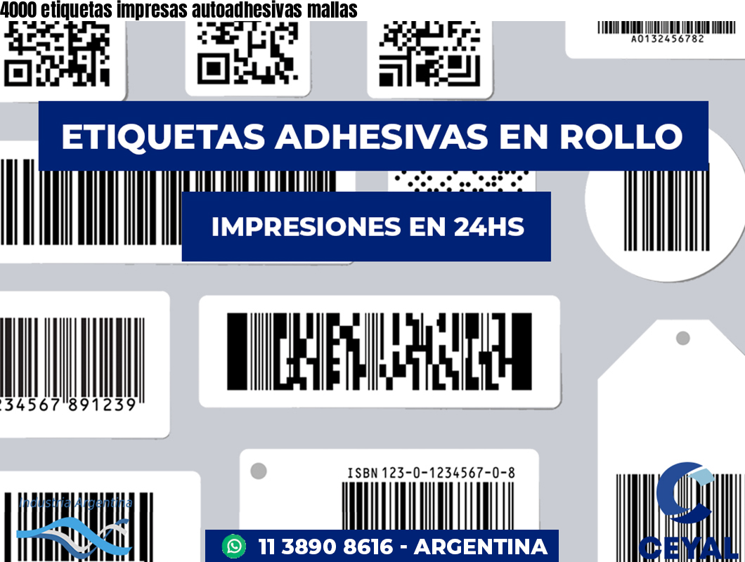 4000 etiquetas impresas autoadhesivas mallas