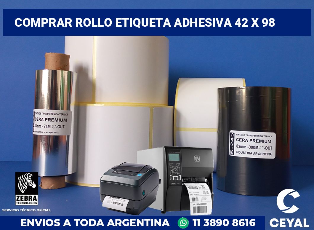 Comprar rollo etiqueta adhesiva 42 x 98