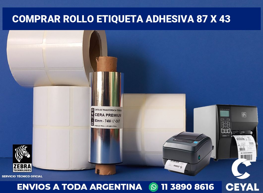 Comprar rollo etiqueta adhesiva 87 x 43