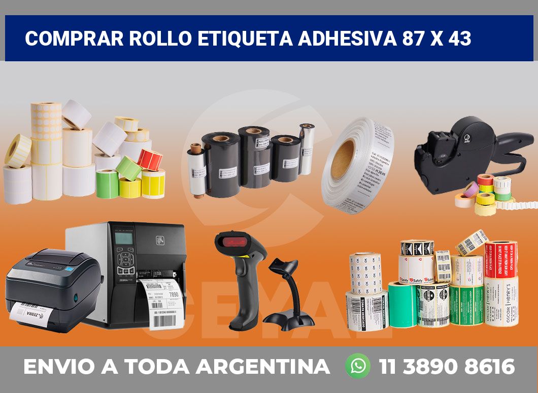 Comprar rollo etiqueta adhesiva 87 x 43