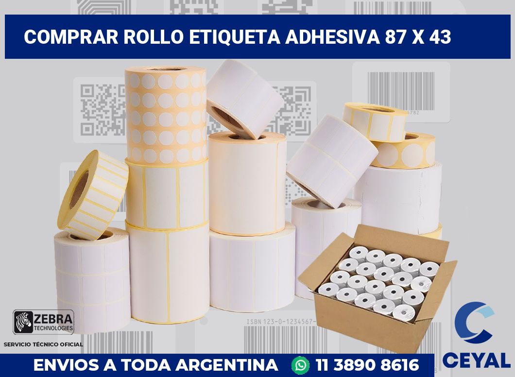 Comprar rollo etiqueta adhesiva 87 x 43