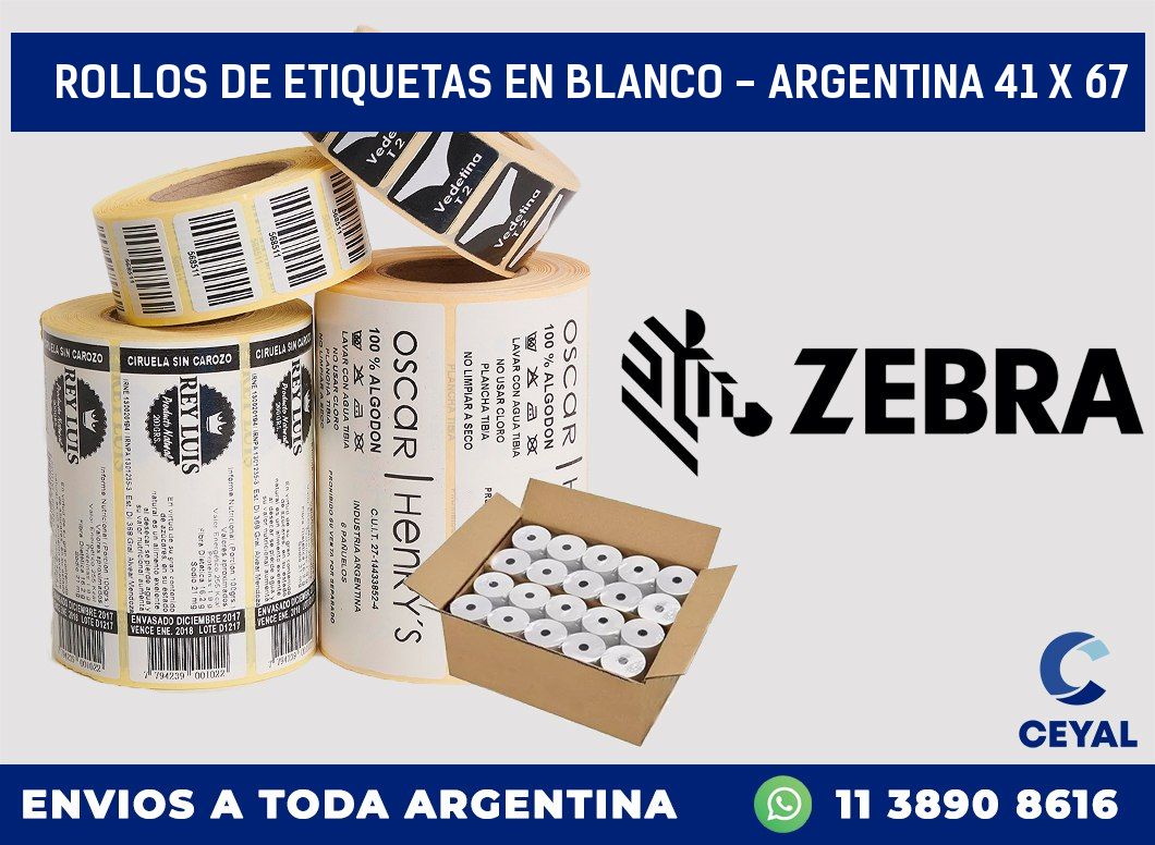 Rollos de etiquetas en blanco - Argentina 41 x 67