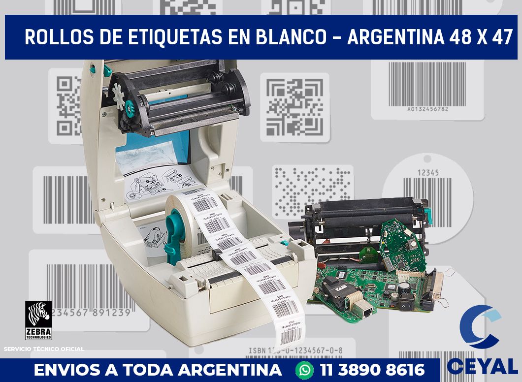 Rollos de etiquetas en blanco - Argentina 48 x 47