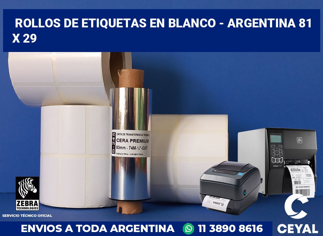 Rollos de etiquetas en blanco - Argentina 81 x 29