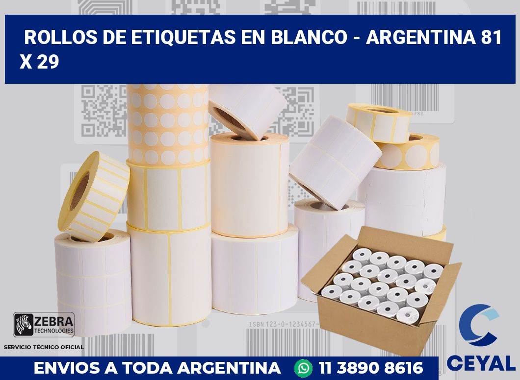 Rollos de etiquetas en blanco - Argentina 81 x 29