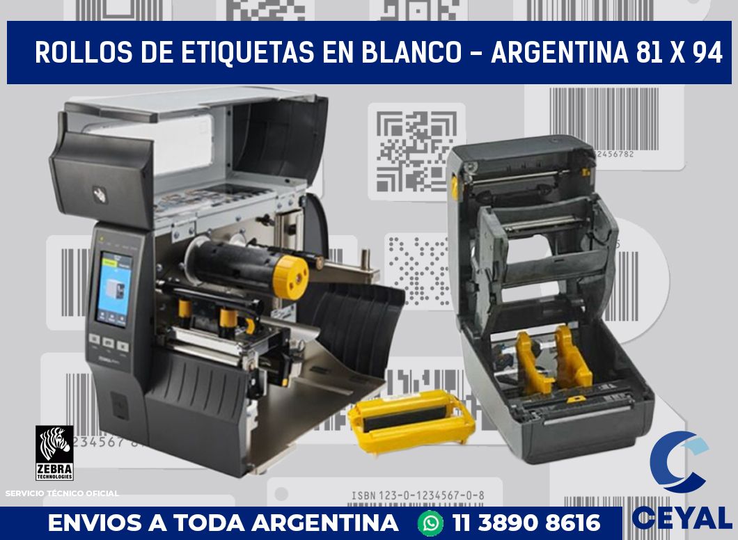 Rollos de etiquetas en blanco - Argentina 81 x 94