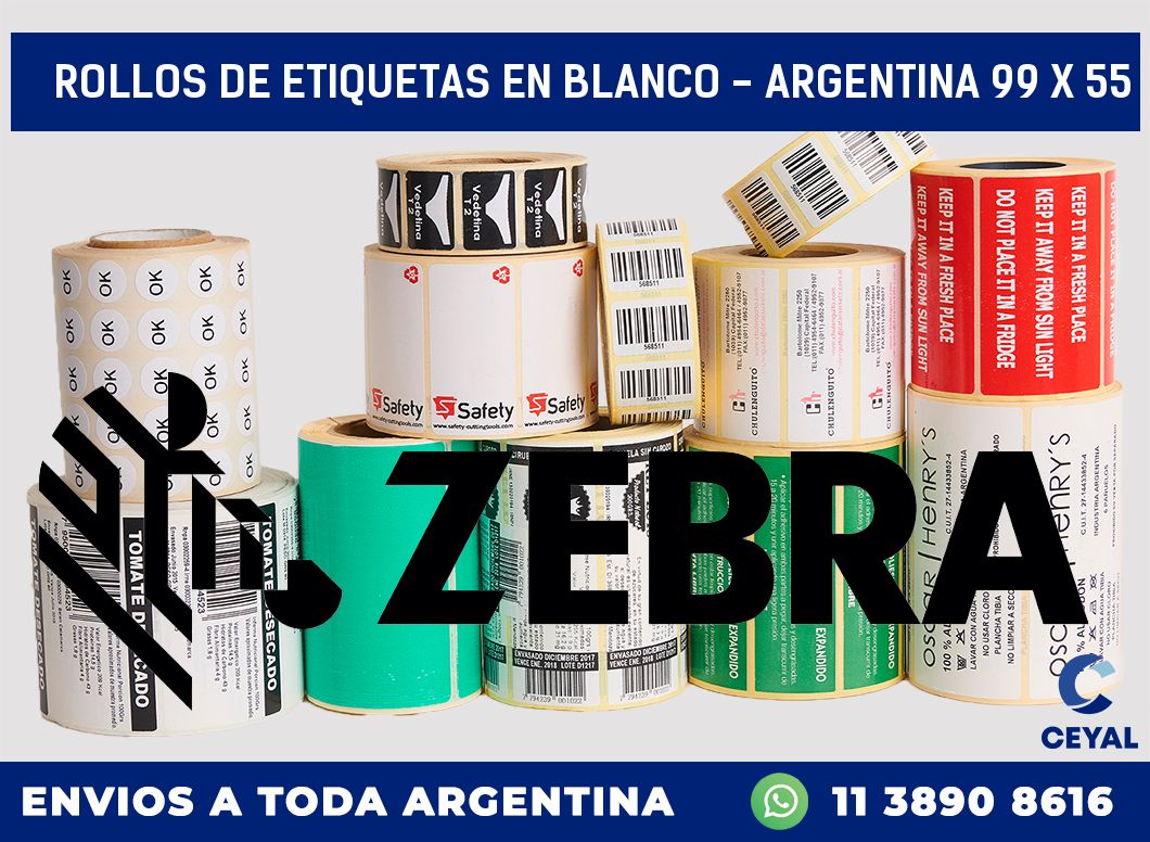 Rollos de etiquetas en blanco – Argentina 99 x 55