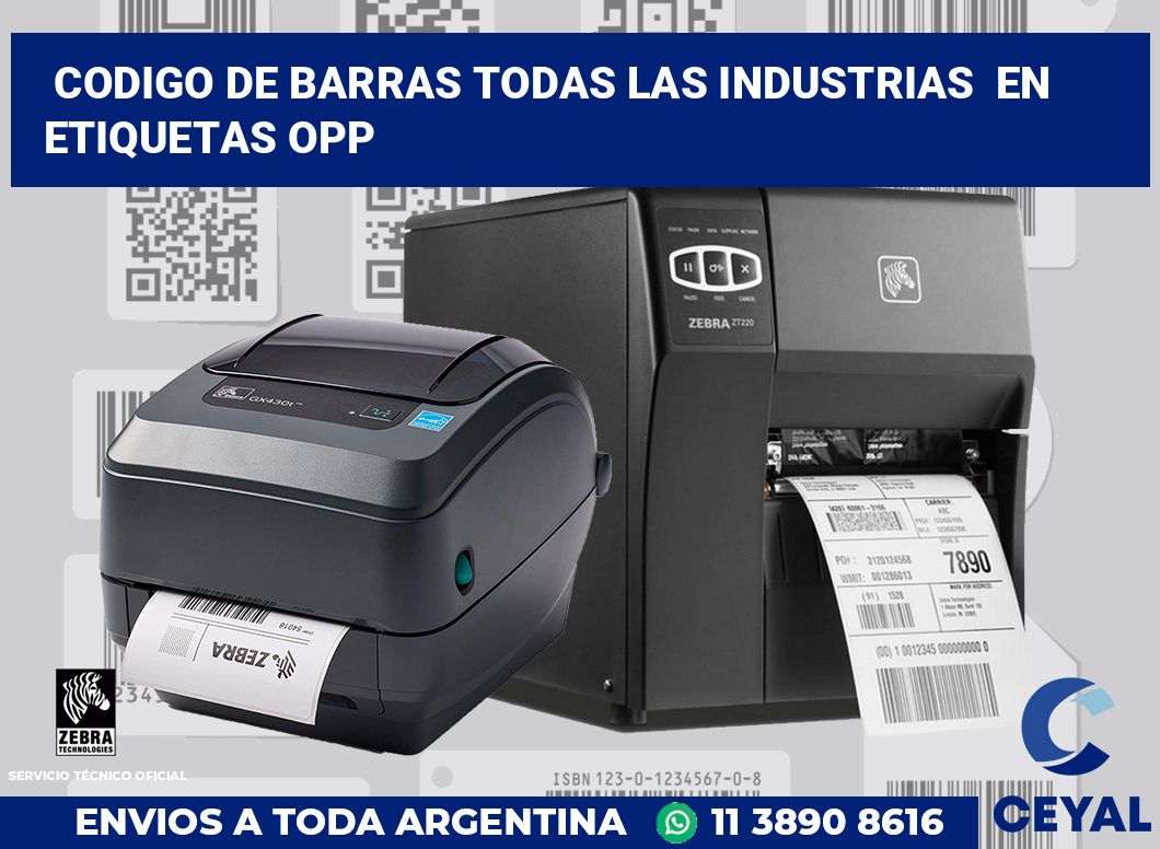 codigo de barras todas las industrias  en etiquetas OPP