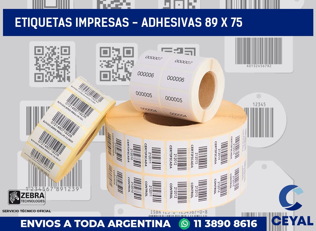 etiquetas impresas – Adhesivas 89 x 75