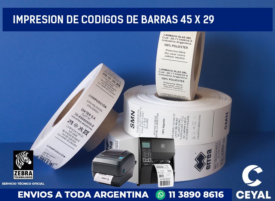 impresion de codigos de barras 45 x 29