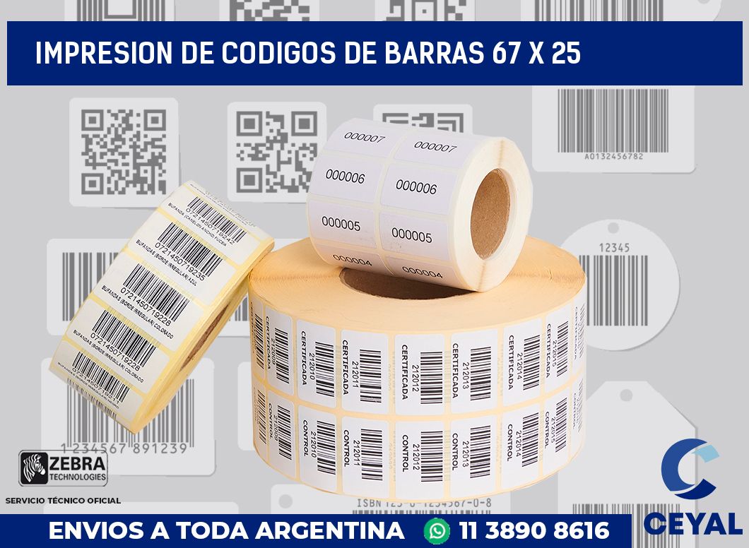 impresion de codigos de barras 67 x 25