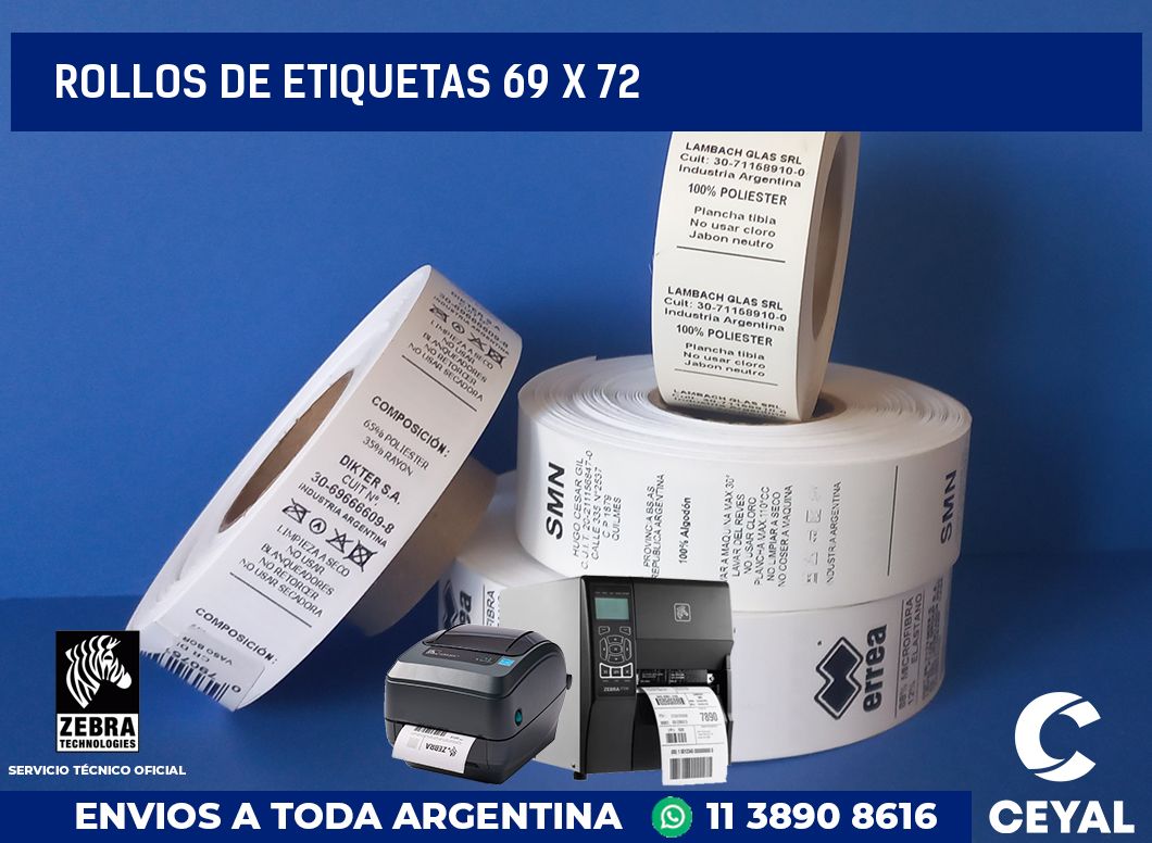 rollos de etiquetas 69 x 72