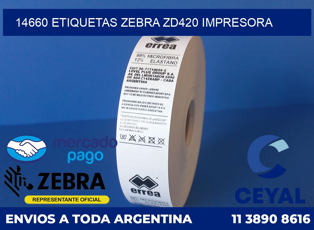 14660 etiquetas Zebra zd420 impresora