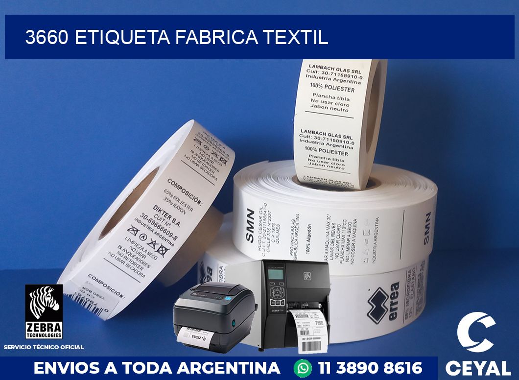 3660 etiqueta fabrica textil