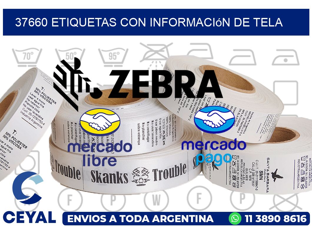 37660 Etiquetas con información de tela