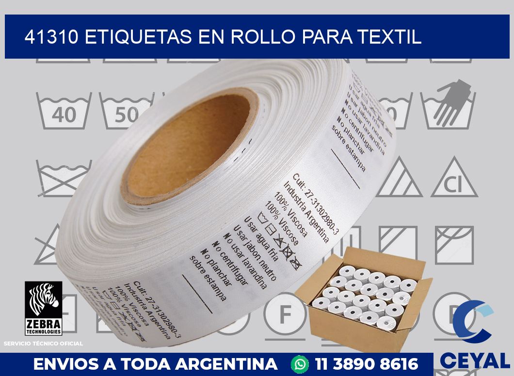 41310 etiquetas en rollo para textil