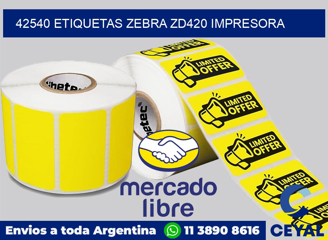 42540 etiquetas Zebra zd420 impresora