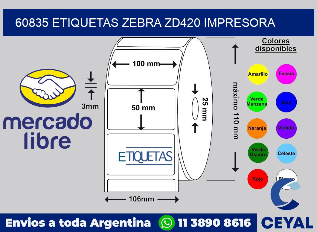 60835 etiquetas Zebra zd420 impresora