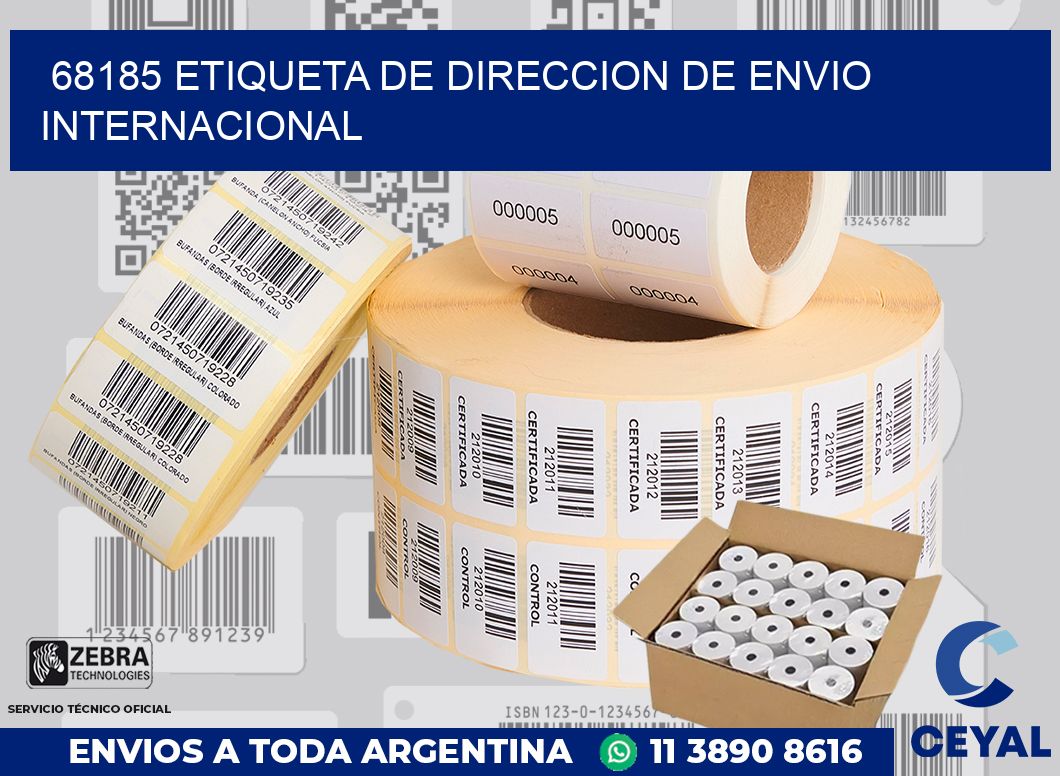 68185 Etiqueta de direccion de envio internacional