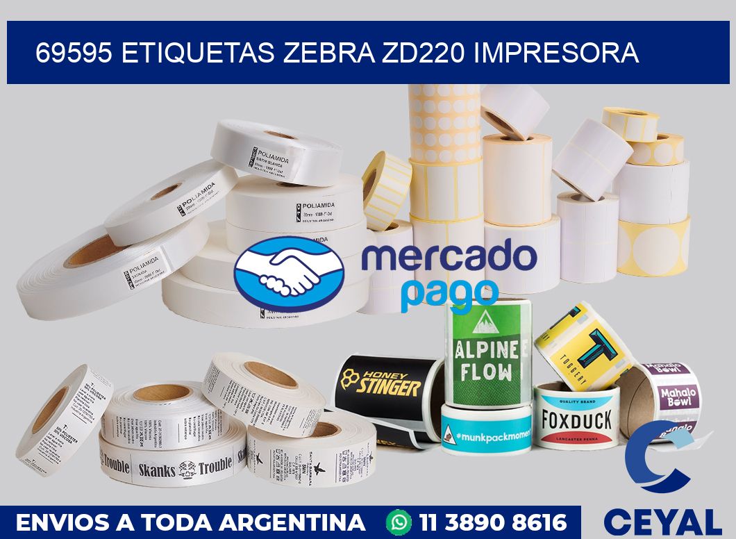 69595 etiquetas Zebra zd220 impresora