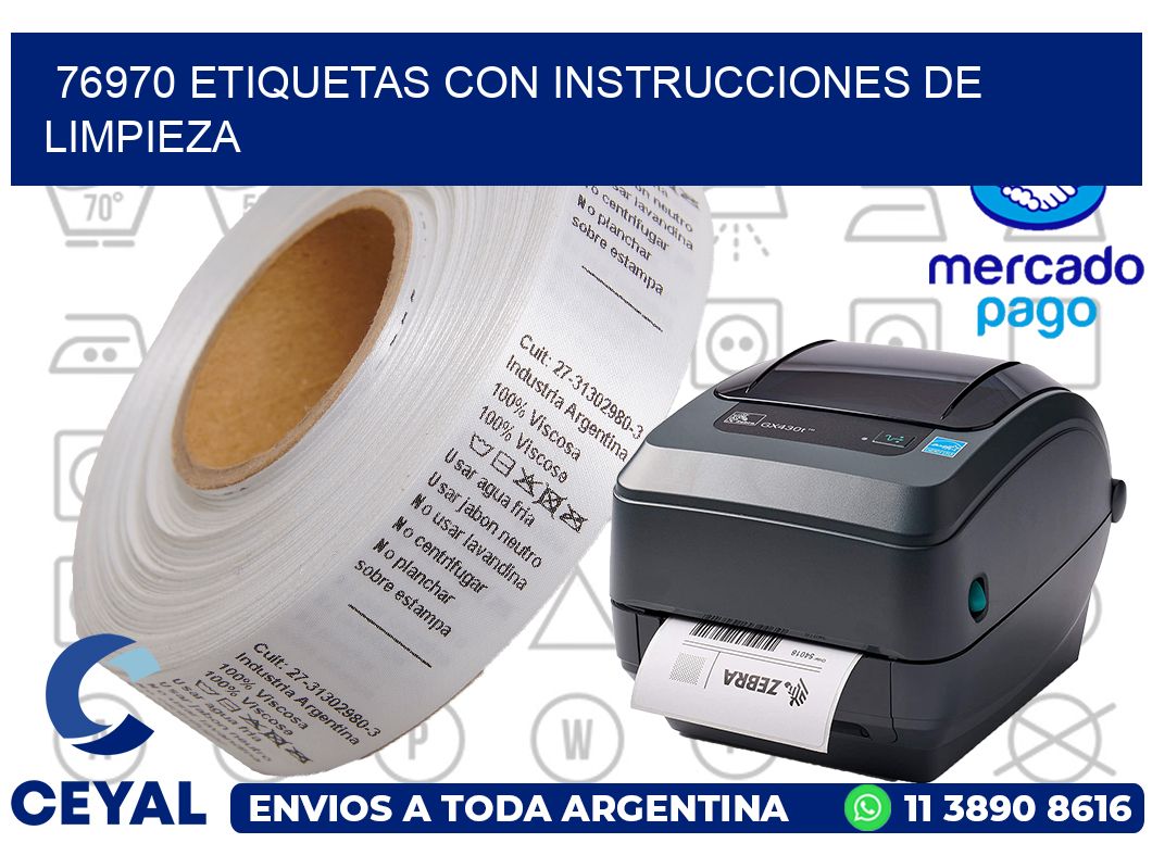 76970 Etiquetas con instrucciones de Limpieza