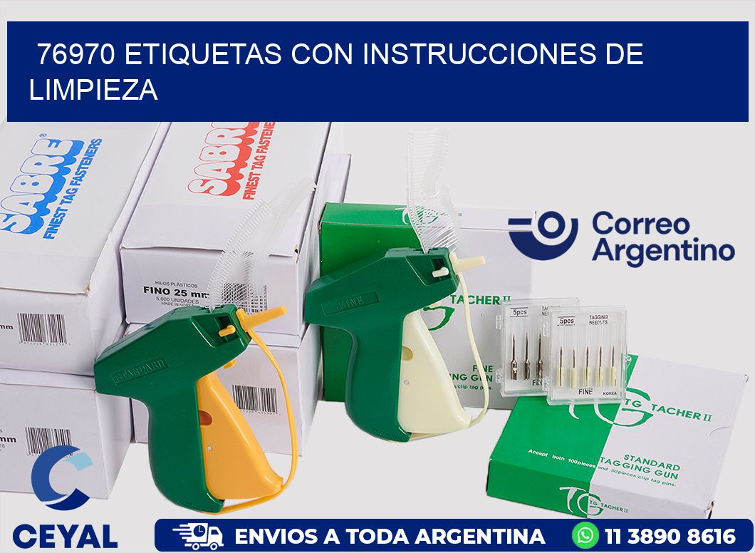 76970 Etiquetas con instrucciones de Limpieza