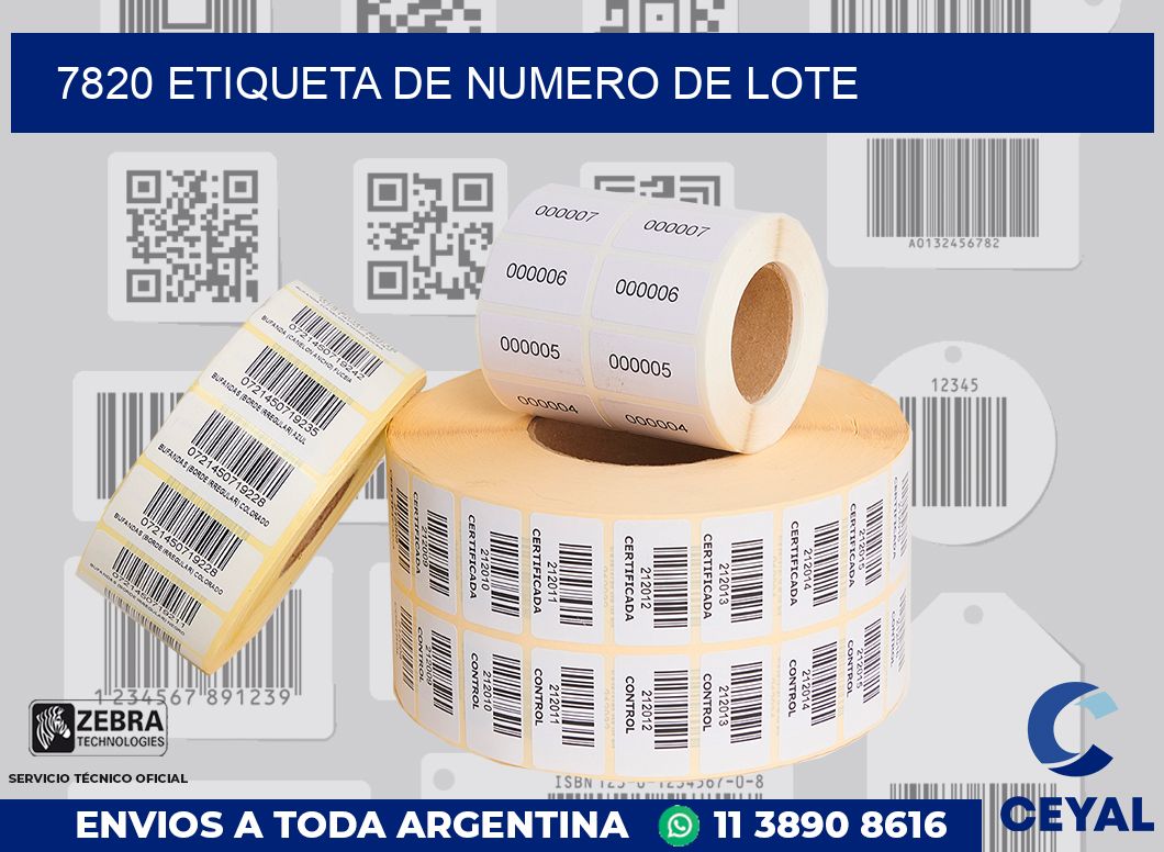 7820 Etiqueta de numero de lote