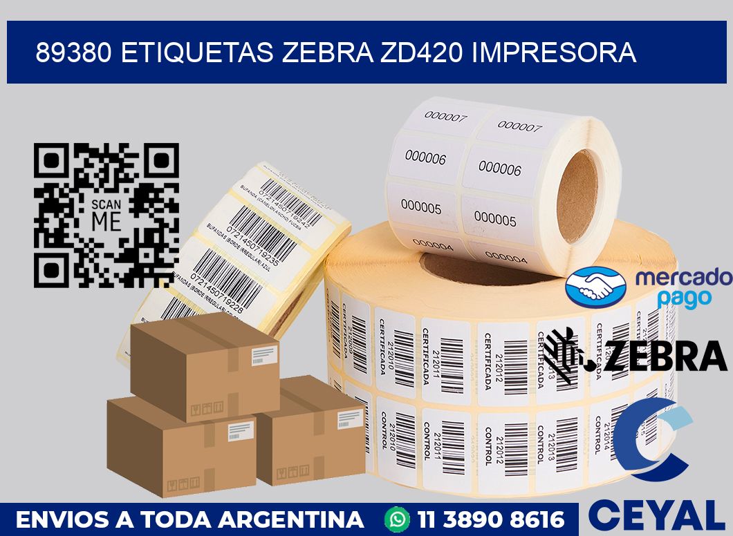 89380 etiquetas Zebra zd420 impresora