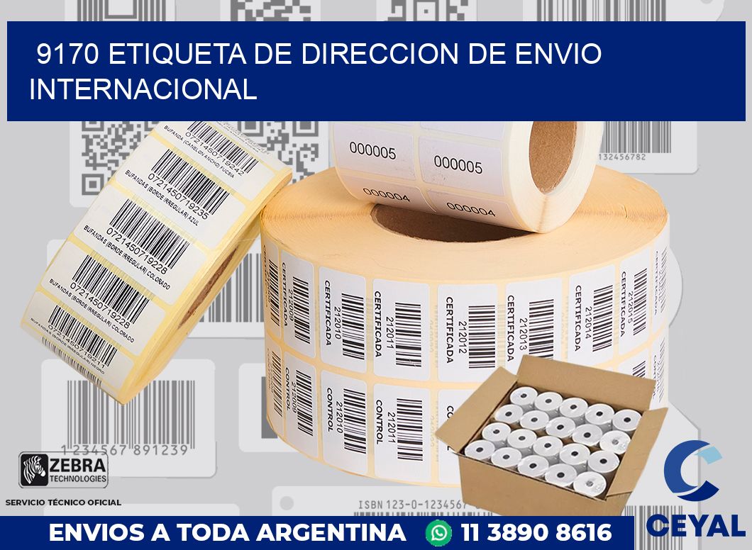 9170 Etiqueta de direccion de envio internacional