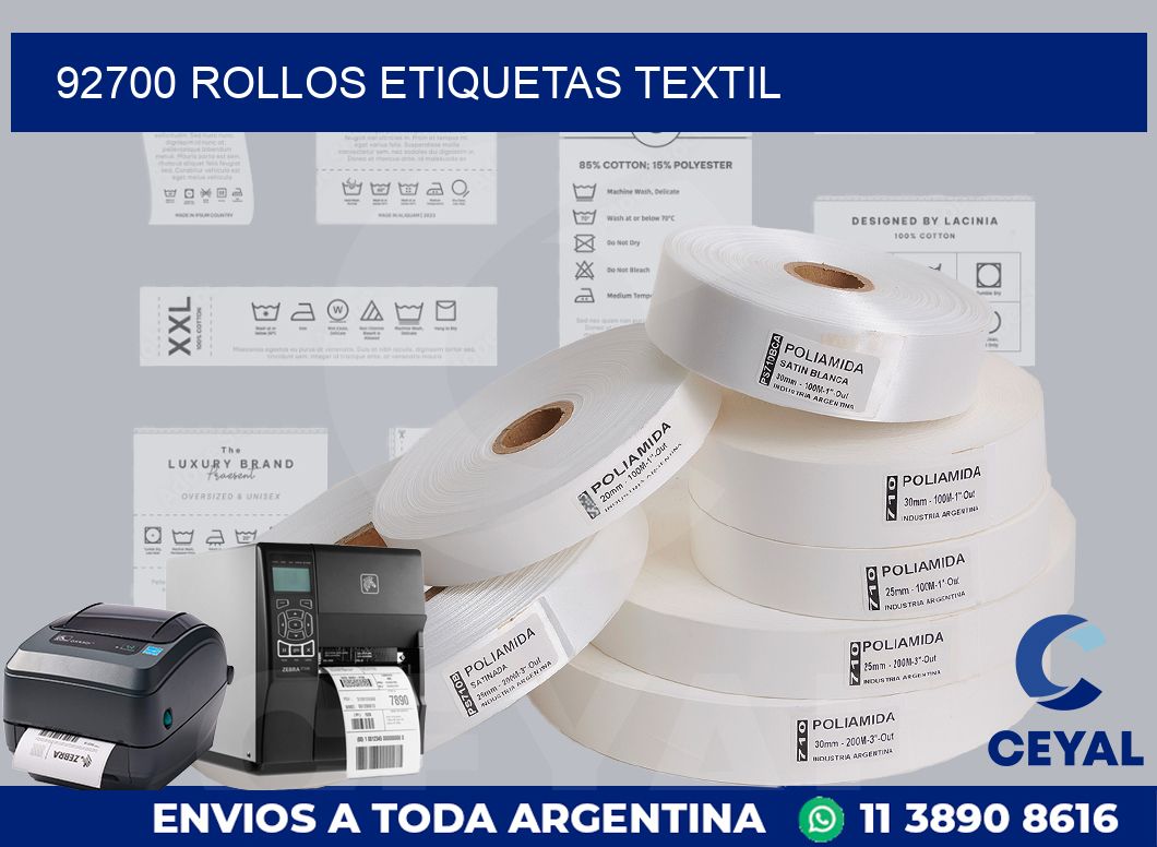 92700 rollos etiquetas textil