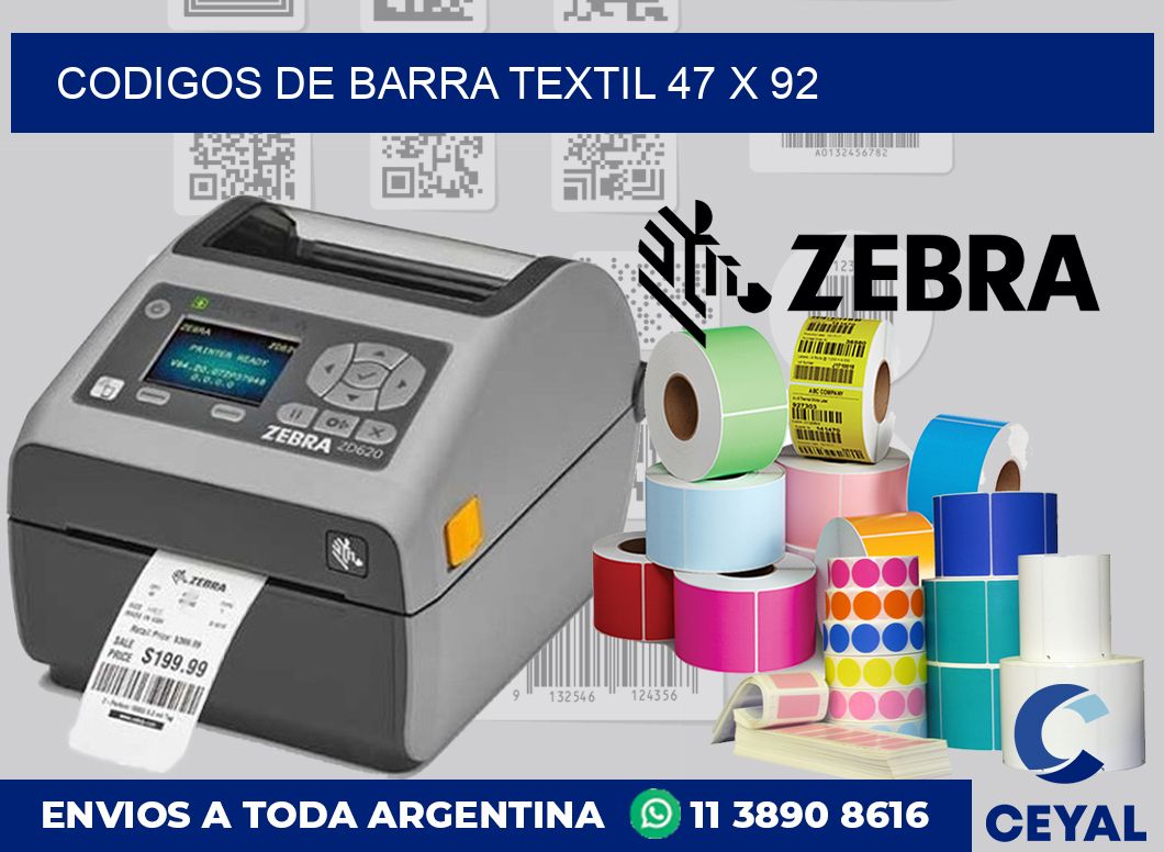 Codigos de barra textil 47 x 92