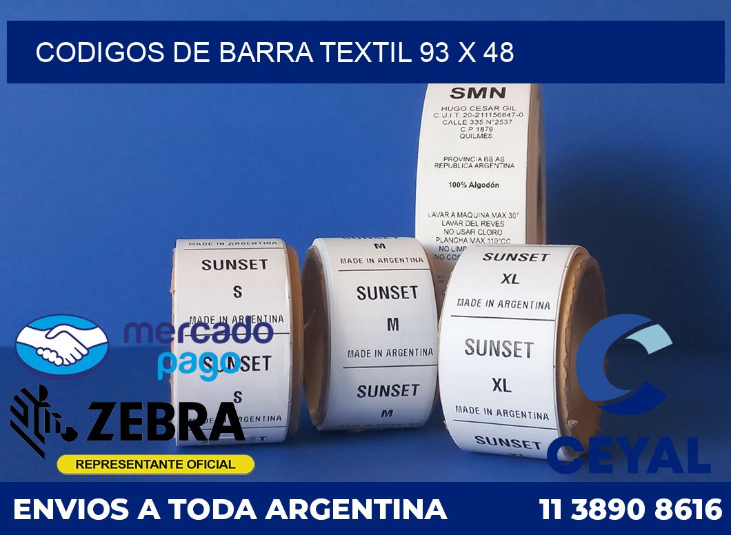 Codigos de barra textil 93 x 48