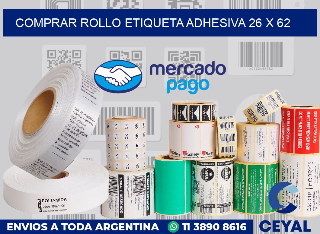 Comprar rollo etiqueta adhesiva 26 x 62