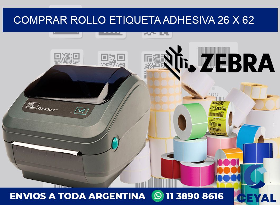 Comprar rollo etiqueta adhesiva 26 x 62