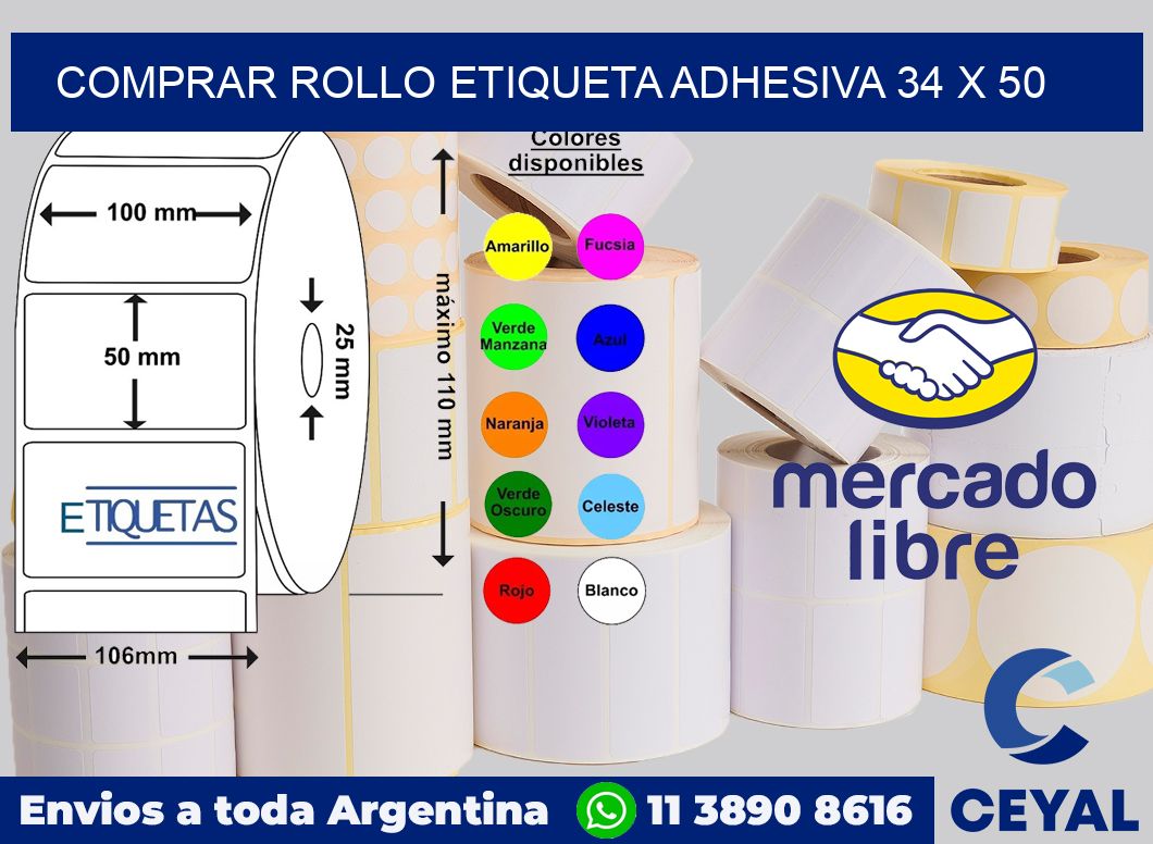 Comprar rollo etiqueta adhesiva 34 x 50