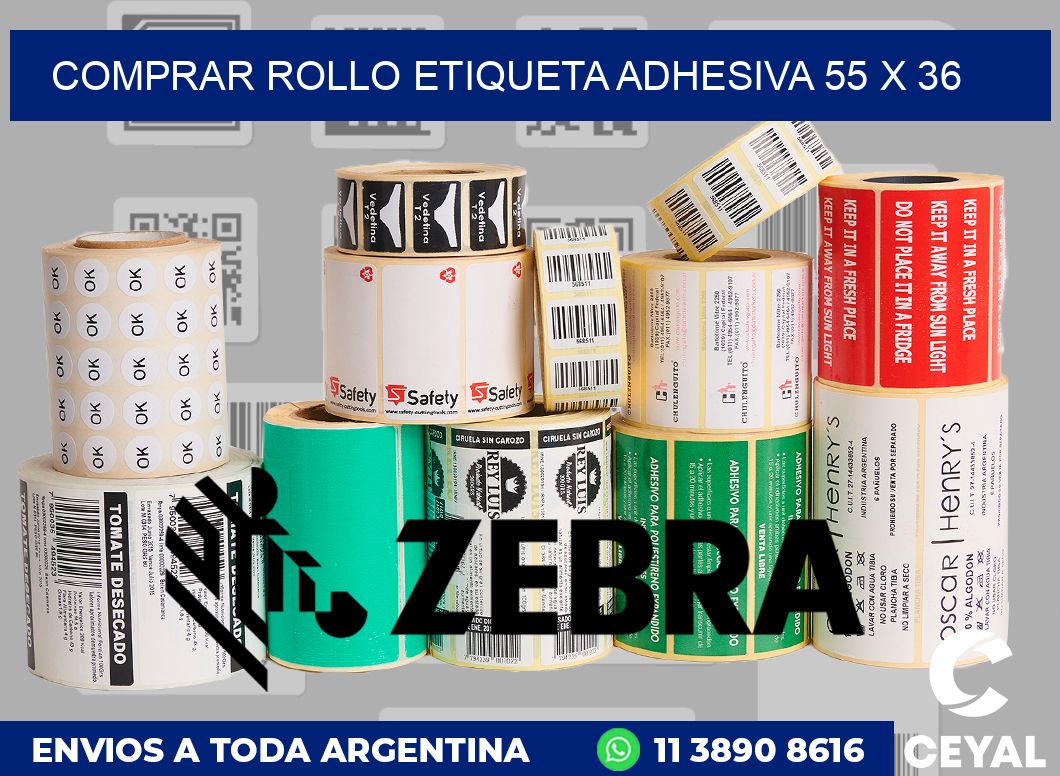 Comprar rollo etiqueta adhesiva 55 x 36