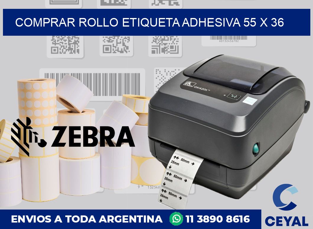 Comprar rollo etiqueta adhesiva 55 x 36