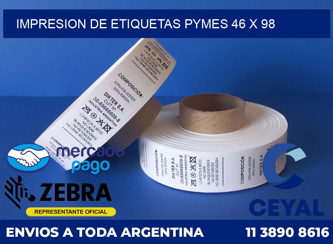 Impresion de etiquetas pymes 46 x 98