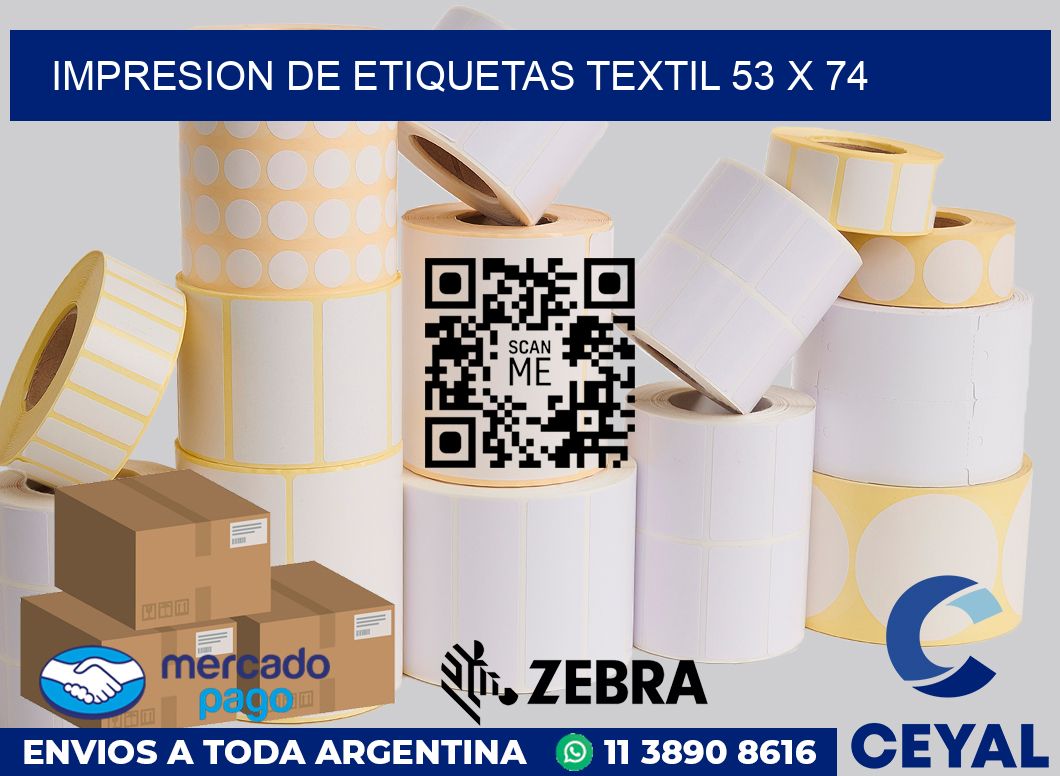 Impresion de etiquetas textil 53 x 74