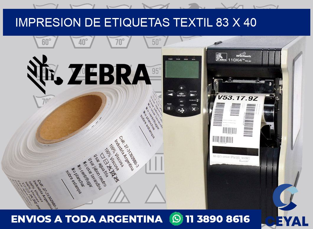 Impresion de etiquetas textil 83 x 40