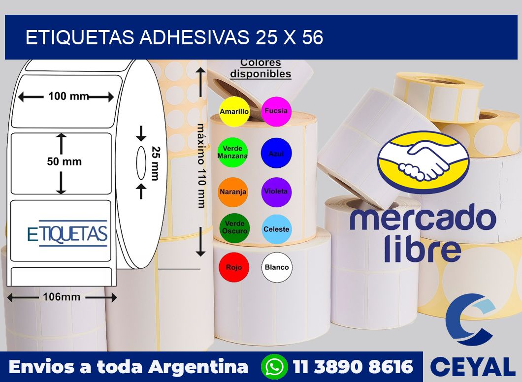 etiquetas adhesivas 25 x 56