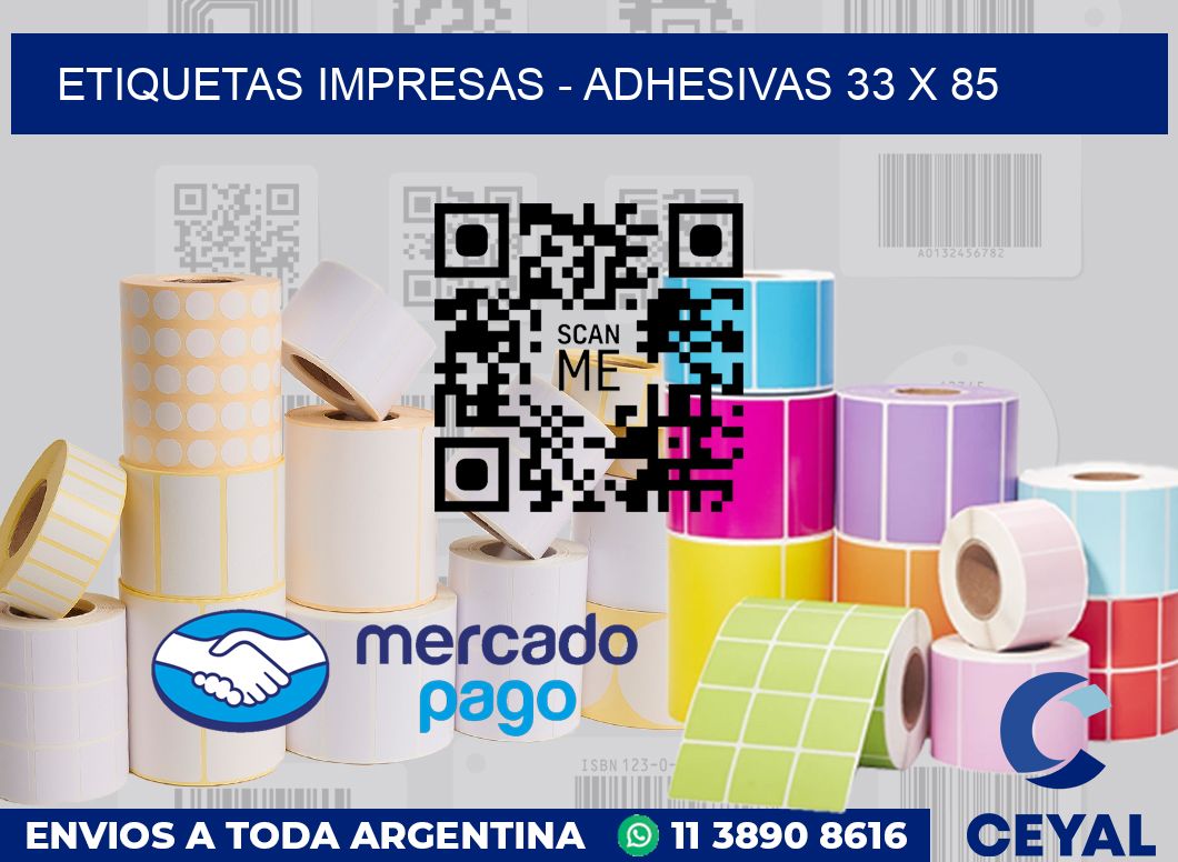 etiquetas impresas - Adhesivas 33 x 85