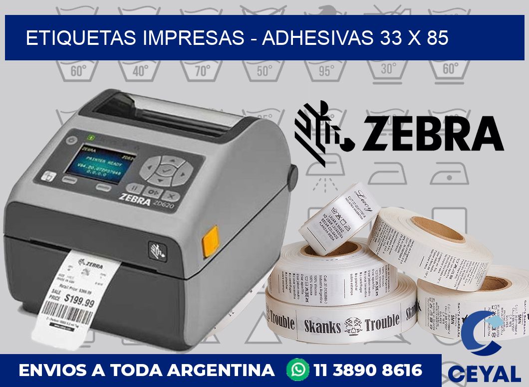 etiquetas impresas - Adhesivas 33 x 85