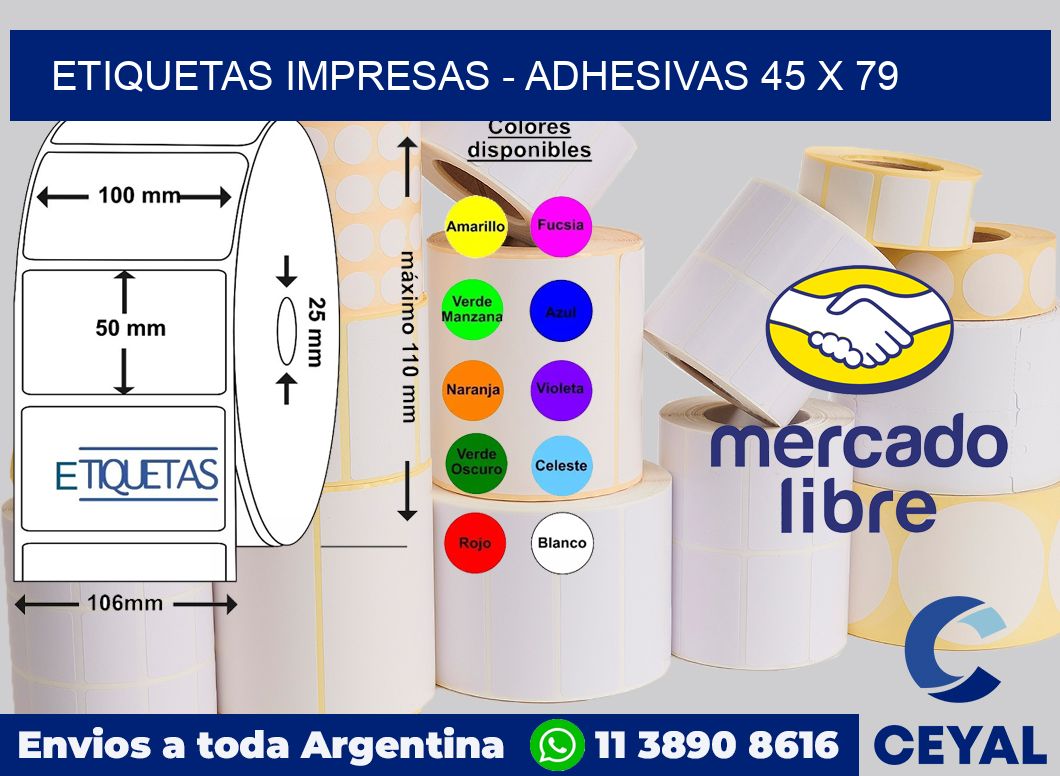 etiquetas impresas - Adhesivas 45 x 79