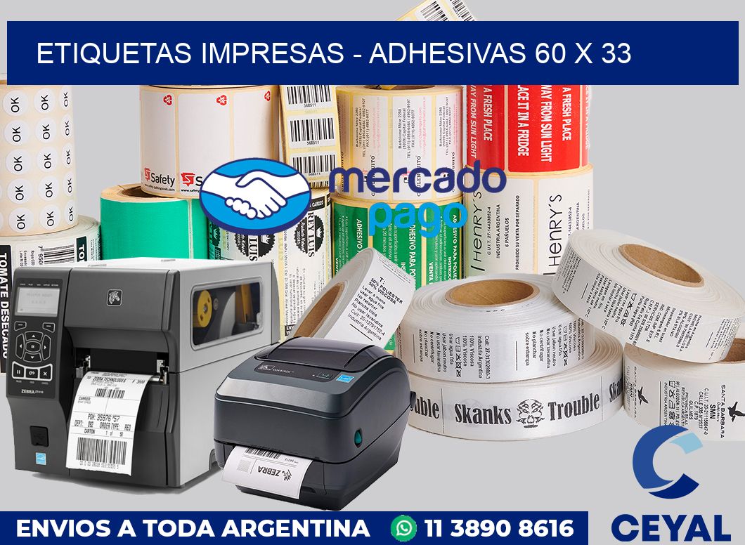 etiquetas impresas - Adhesivas 60 x 33