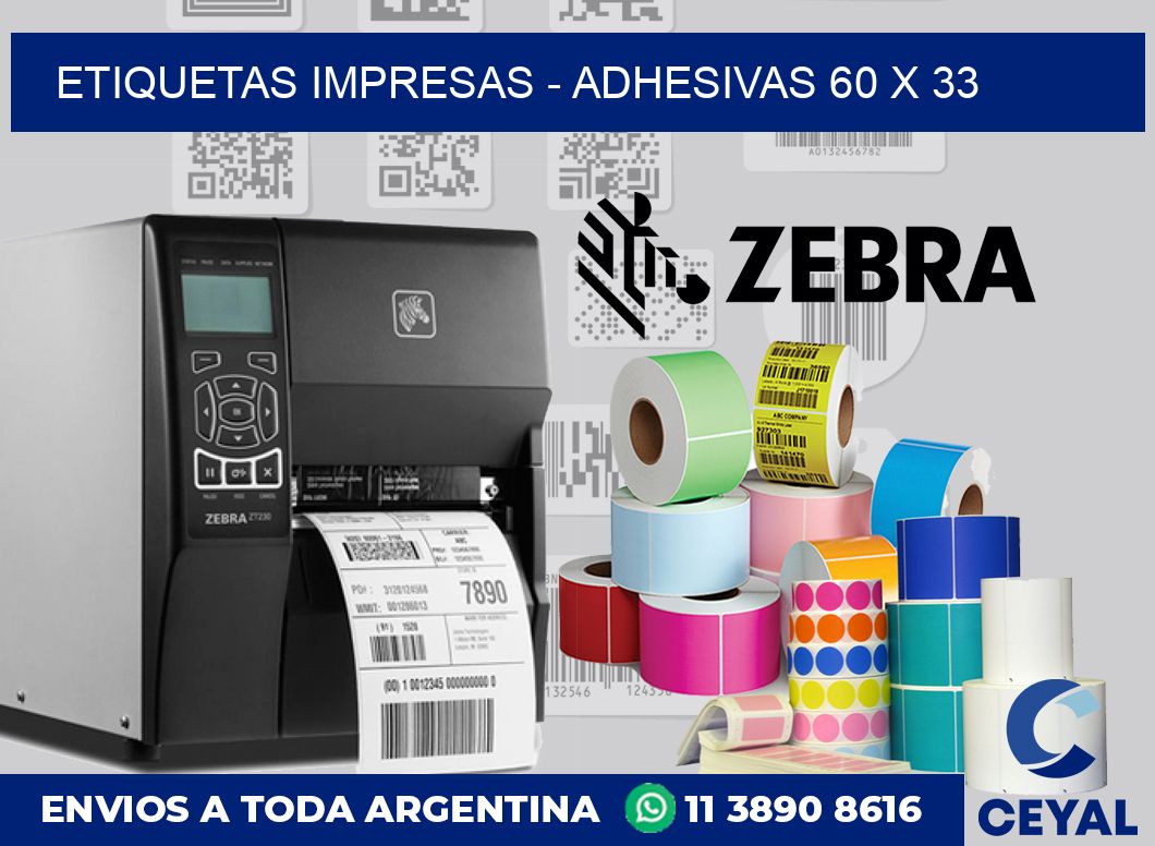 etiquetas impresas - Adhesivas 60 x 33