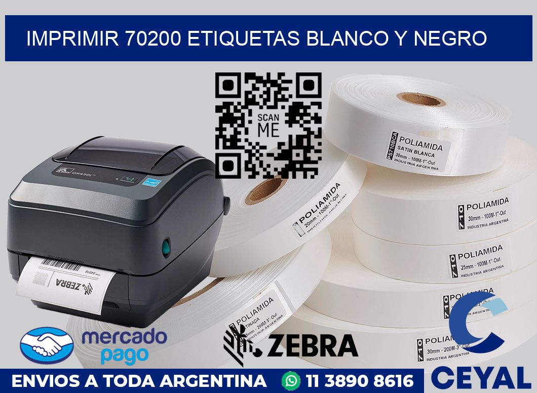 imprimir 70200 etiquetas blanco y negro