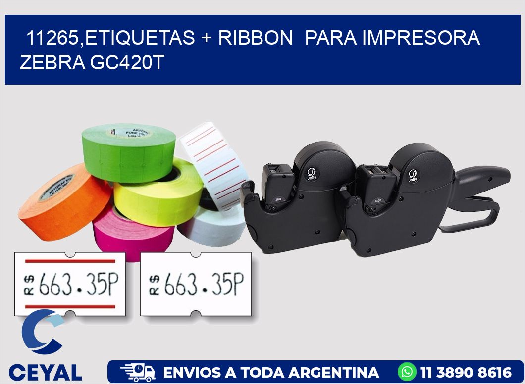 11265,etiquetas + ribbon  para impresora zebra GC420T